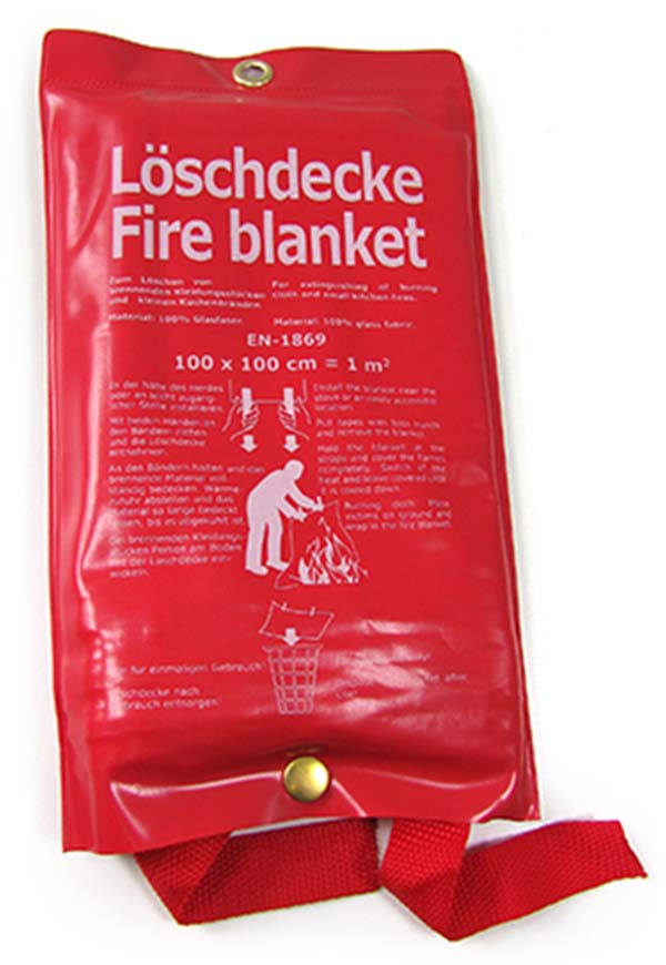 Löschdecke EN 1869 100x100 cm Küche Wohnung Gaststätte Feuerlöschdecke Feuerwehr 